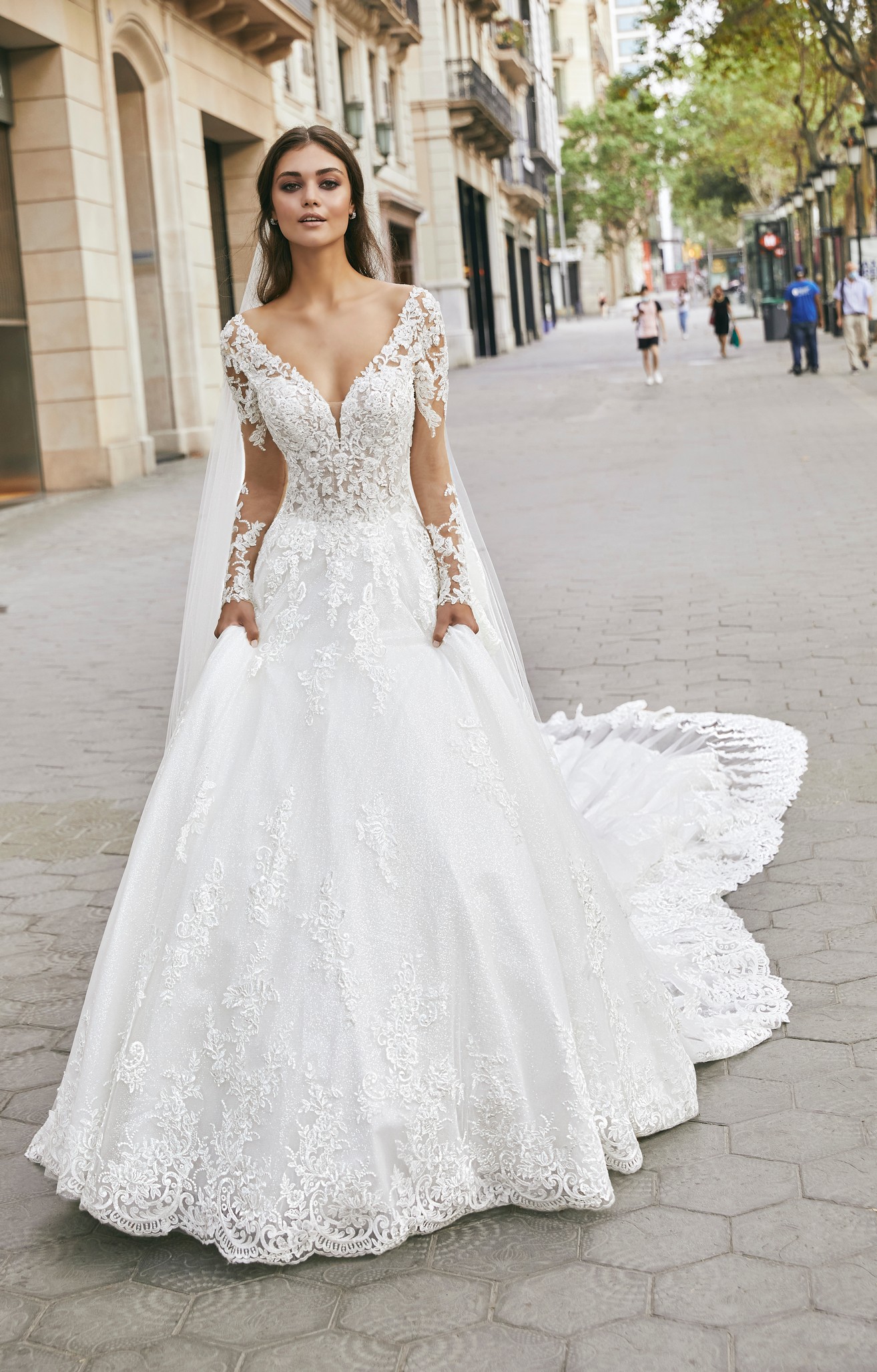Ronald Joyce 69726 ballgown wedding dress with long sleeves